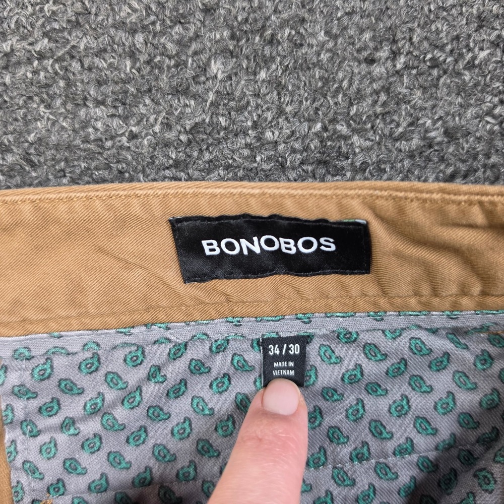Bonobos Stretch Washed Chinos Tan Brown Mens 34x30 Tailored Fit Casual Golf Pant - Picture 7 of 13
